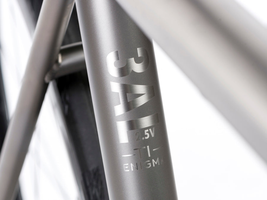 3Al/2.5V titanium Enigma Elan road bike frame handcrafted in Sussex