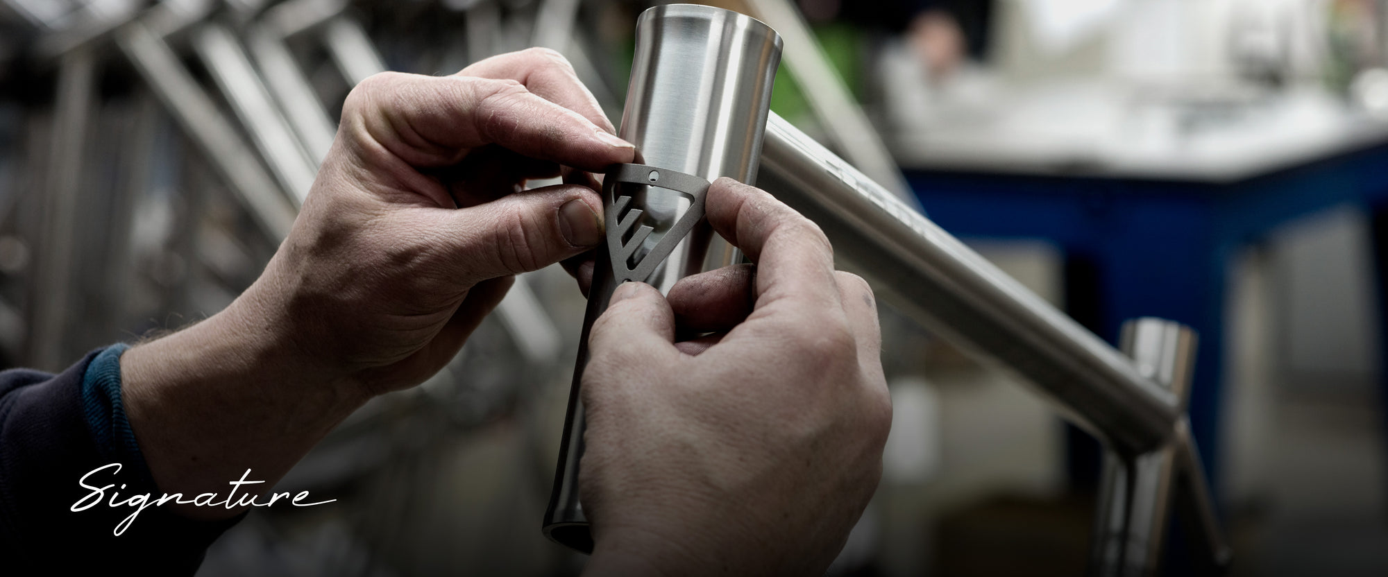 Enigna Signature Collection Banner - In the workshop. Enigma Ti badge added to  a Signature frame.