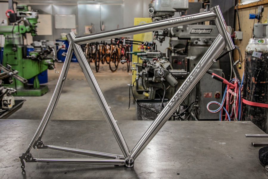 Titanium bicycle frame after specialist repair and refinishing case three
