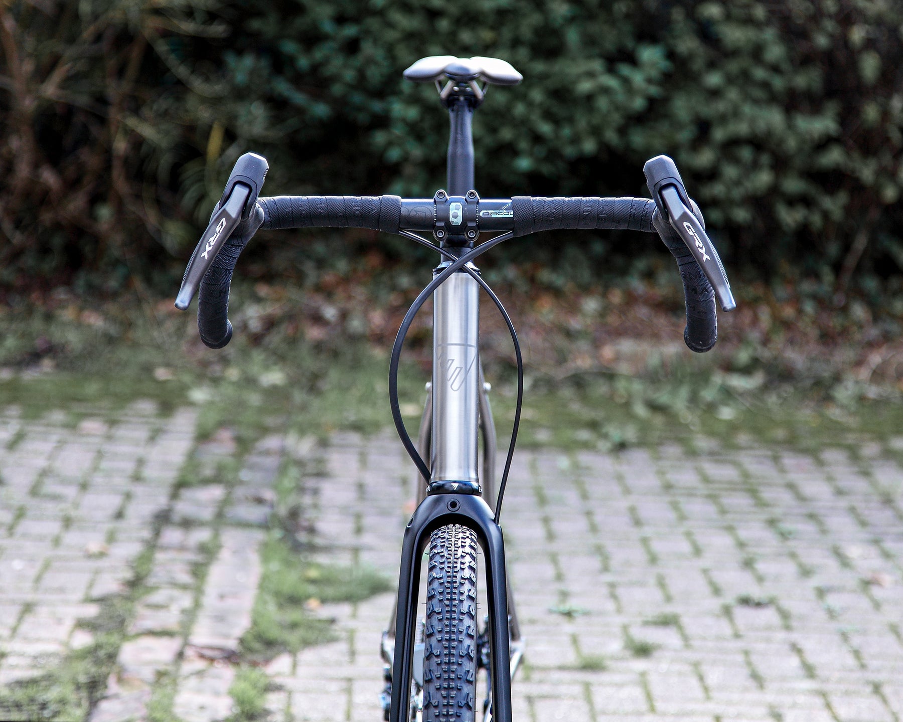 Enigma Escape Titanium Gravel Bike. Front End