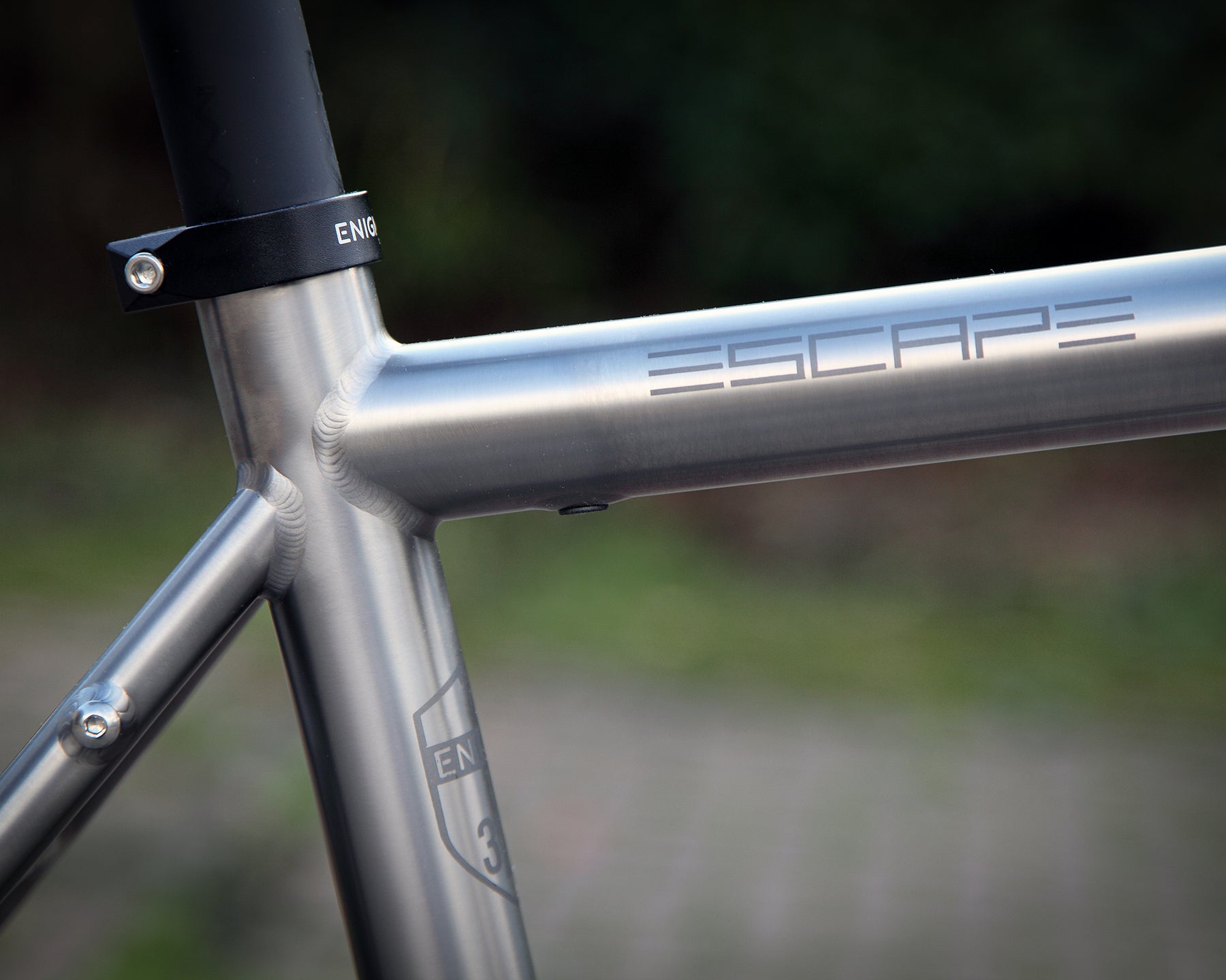 Enigma Escape Titanium Gravel Bike. Escape branding.